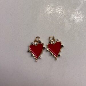 Elegant Red Heart Charm with 14K Gold Plated Accents (Price for one)